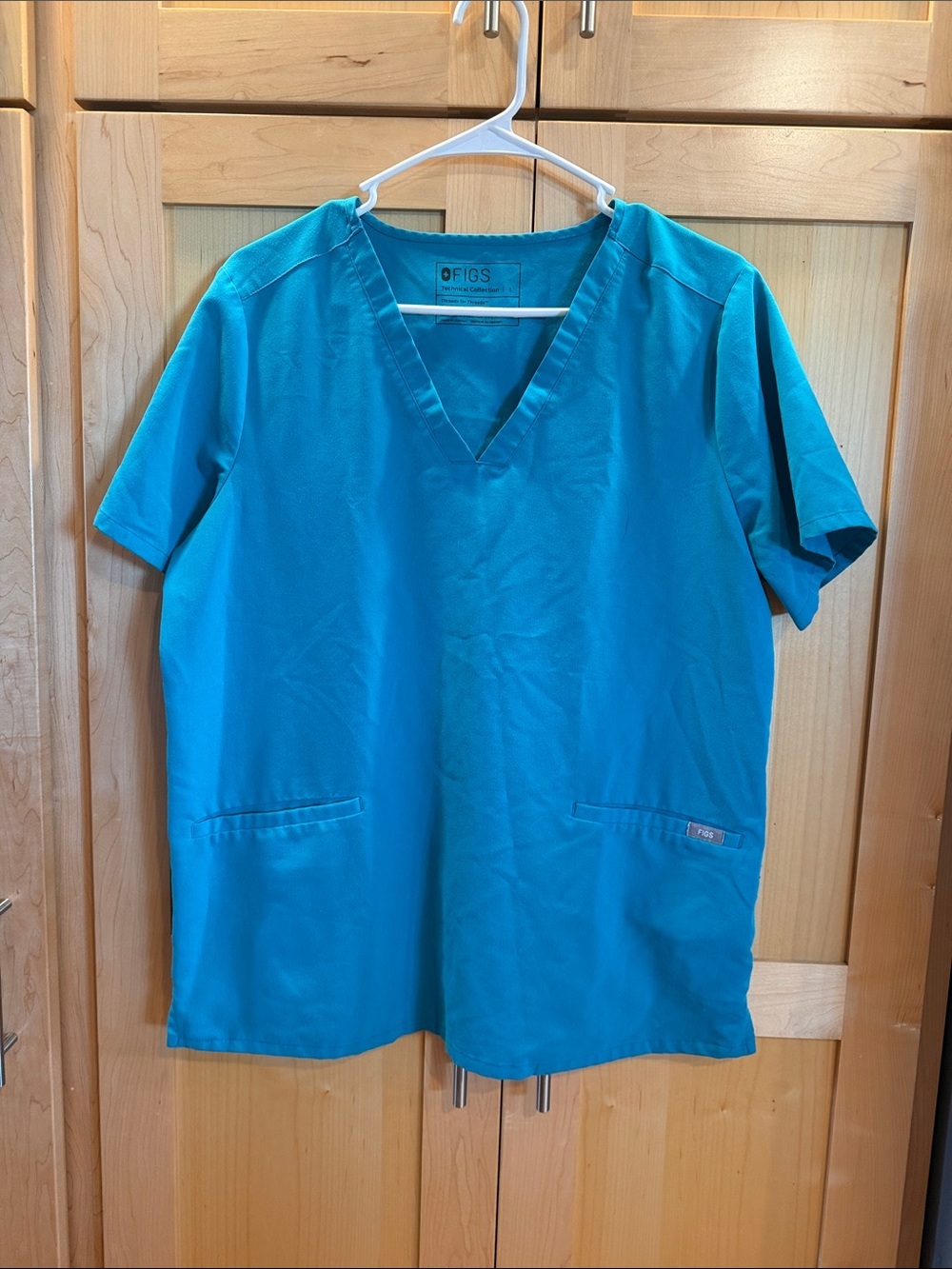 Figs Teal Unisex Technical  Collection Scrub Top Size Large